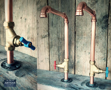 Load image into Gallery viewer, Pair Of Copper Pipe Swivel Faucet Taps