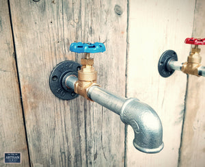 Pair Of Galvanised Wall Mounted Taps