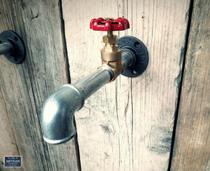 Pair Of Galvanised Wall Mounted Taps