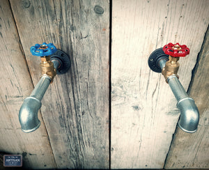 Pair Of Galvanised Wall Mounted Taps