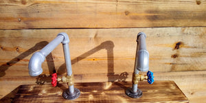 Pair Of Galvanized Faucet Taps - Round Handle - Miss Artisan