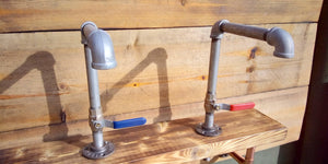 Pair Of Galvanized Faucet Taps - Lever Handle - Miss Artisan