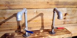 Pair Of Galvanized Faucet Taps - Lever Handle - Miss Artisan