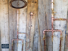 Load image into Gallery viewer, Copper Rainfall Shower With Outside Tap, Down Pipes And Hand Sprayer