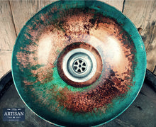 Load image into Gallery viewer, Rustic Old Verdigris Copper Sink Bowls With Strainers