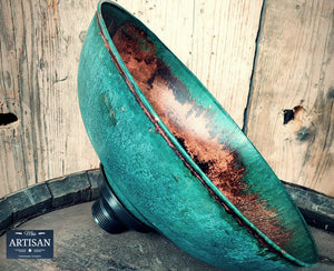 Rustic Old Verdigris Copper Sink Bowls With Strainers