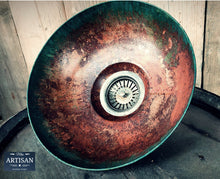 Load image into Gallery viewer, Rustic Old Verdigris Copper Sink Bowls With Strainers