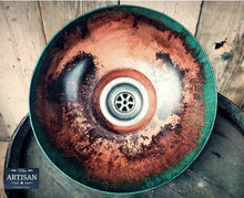 Charger l&#39;image dans la galerie, Rustic Old Verdigris Copper Sink Bowls With Strainers