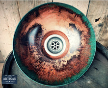 Load image into Gallery viewer, Rustic Old Verdigris Copper Sink Bowls With Strainers