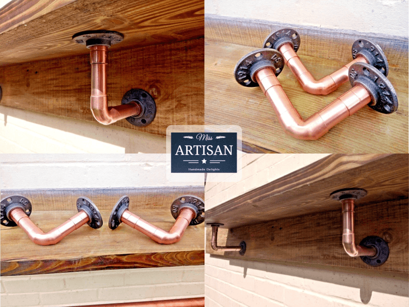 Copper Pipe Shelf Brackets - Pair - Miss Artisan