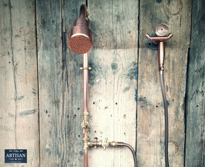 Thermostatic Copper Rainfall Shower With Hand Sprayer, Lower Tap And Pure Copper Shower Head