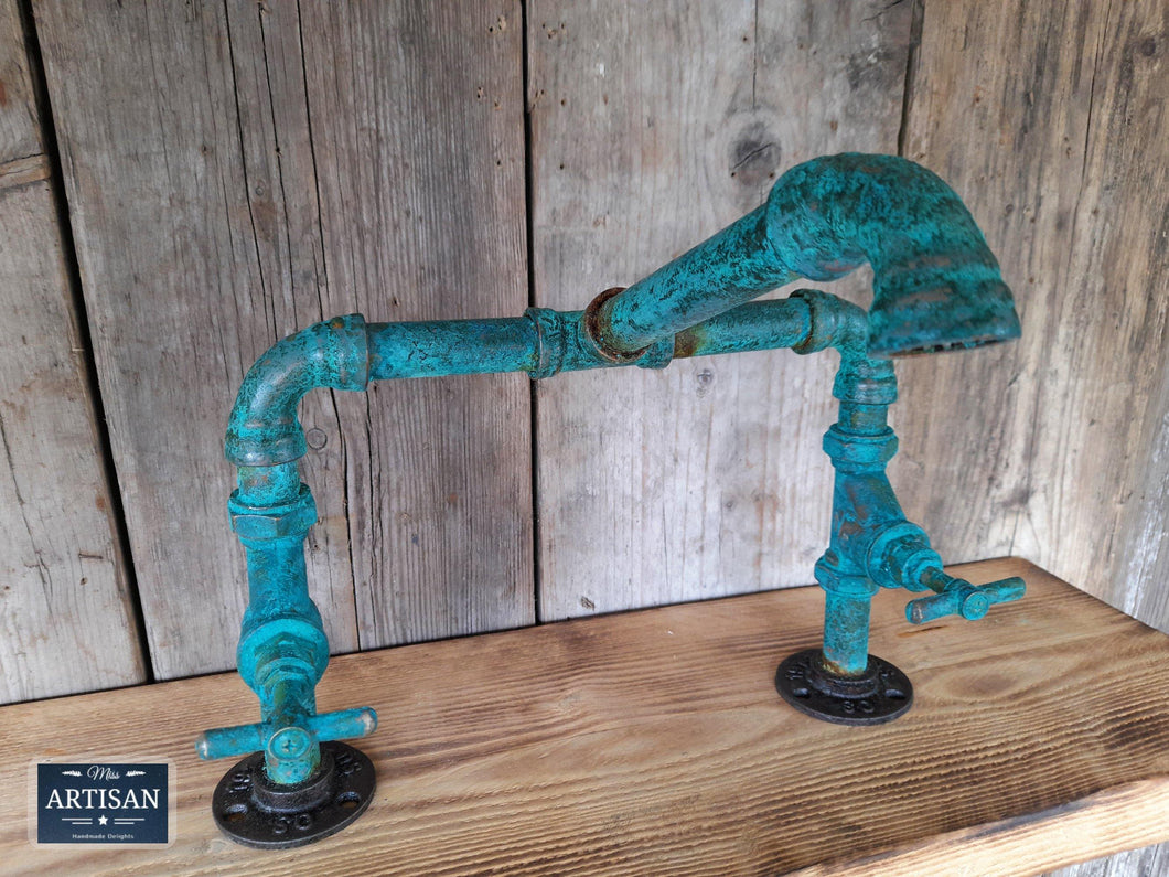 Outdoor / Indoor Verdigris Copper Pipe Mixer Faucet Tap - Miss Artisan