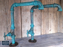 Load image into Gallery viewer, Outdoor / Indoor Pair Of Verdigris Copper Swivel Faucet Taps - Miss Artisan