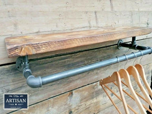 Reclaimed Shelf With Iron Clothes Rail - Miss Artisan