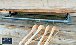 Reclaimed Shelf With Iron Clothes Rail - Miss Artisan