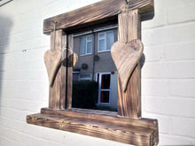 Laden Sie das Bild in den Galerie-Viewer, Reclaimed Solid Wood Love Heart Mirror With Shelf - Style 8 - Miss Artisan