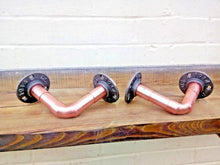 Load image into Gallery viewer, Copper Pipe Shelf Brackets - Pair - Miss Artisan