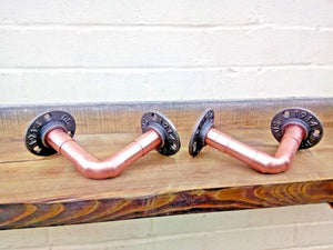 Copper Pipe Shelf Brackets - Pair - Miss Artisan