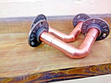 Load image into Gallery viewer, Copper Pipe Shelf Brackets - Pair - Miss Artisan