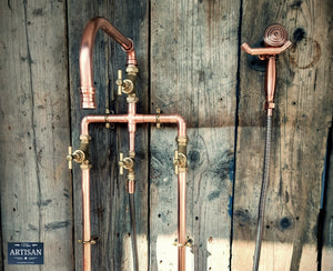 Copper Pipe Mixer Tap With Hand Sprayer And Down Pipes