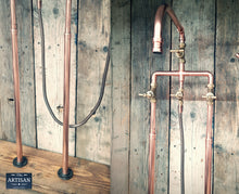 Load image into Gallery viewer, Freestanding Copper Pipe Mixer Tap With Hand Sprayer