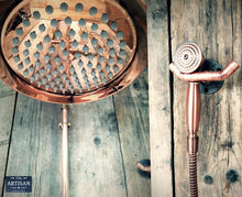 Charger l&#39;image dans la galerie, Wall Mounted Copper Rainfall Shower With Lower Tap And Hand Sprayer
