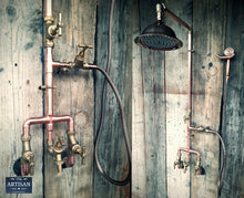 Charger l&#39;image dans la galerie, Wall Mounted Copper Rainfall Shower With Lower Tap And Hand Sprayer