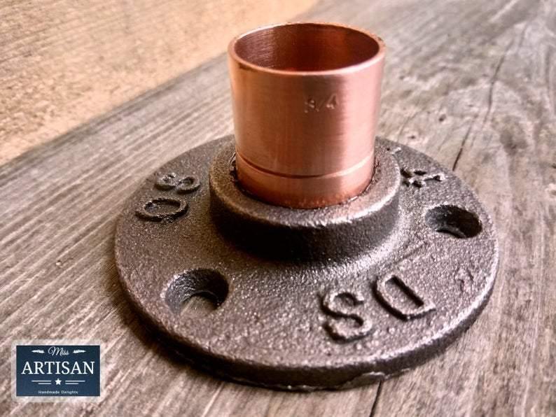 3/4 Copper Iron Floor / Wall Flange Pipe Mount - Miss Artisan