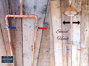 Copper Pipe Rainfall Shower With Down Pipes - Miss Artisan