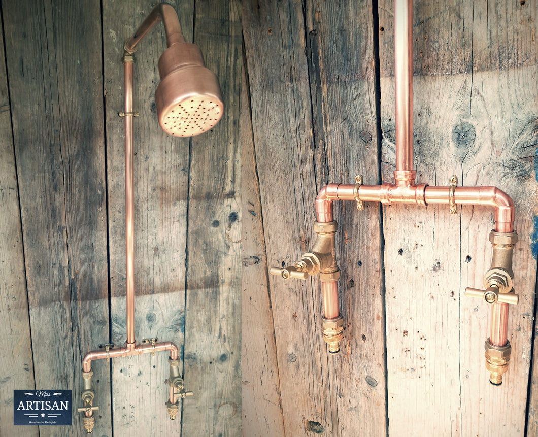 Copper Hosepipe Rainfall Shower With Pure Copper Shower Head