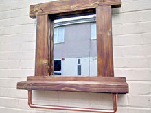 Laden Sie das Bild in den Galerie-Viewer, Reclaimed Solid Wood Mirror With Shelf And Rail - Style 6 - Miss Artisan