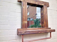 Laden Sie das Bild in den Galerie-Viewer, Reclaimed Solid Wood Mirror With Shelf And Rail - Style 6 - Miss Artisan