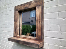 Load image into Gallery viewer, Reclaimed Solid Wood Rustic Mirror With Shelf - Style 1 - Miss Artisan