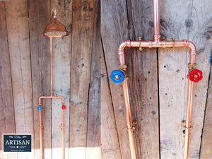 Copper Pipe Rainfall Shower With Down Pipes - Miss Artisan