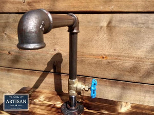 1 x Rusty Old Cast Iron Tap - Blue Handle - Miss Artisan