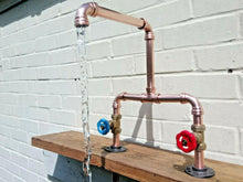 Load image into Gallery viewer, Copper Pipe Double Sink Mixer Swivel Faucet Taps - Miss Artisan