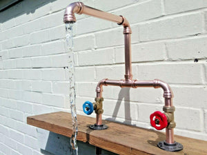 Copper Pipe Double Sink Mixer Swivel Faucet Taps - Miss Artisan