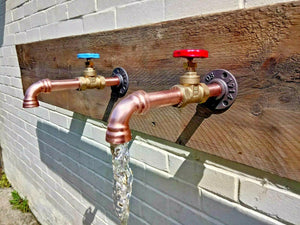 Pair Of Copper Pipe Wall Mounted Faucet Taps - Miss Artisan