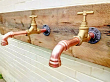 Laden Sie das Bild in den Galerie-Viewer, Pair Of Copper Pipe Wall Mounted Faucet Taps - Miss Artisan