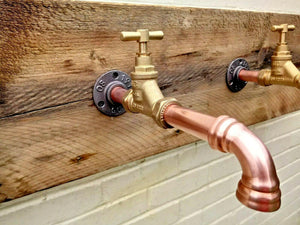 Pair Of Copper Pipe Wall Mounted Faucet Taps - Miss Artisan
