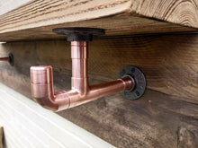 Load image into Gallery viewer, Copper Pipe Shelf Brackets With Hooks - Pair - Miss Artisan