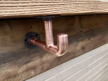 Charger l&#39;image dans la galerie, Copper Pipe Shelf Brackets With Hooks - Pair - Miss Artisan