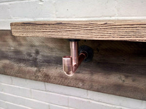 Copper Pipe Shelf Brackets With Hooks - Pair - Miss Artisan