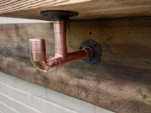 Laden Sie das Bild in den Galerie-Viewer, Copper Pipe Shelf Brackets With Hooks - Pair - Miss Artisan