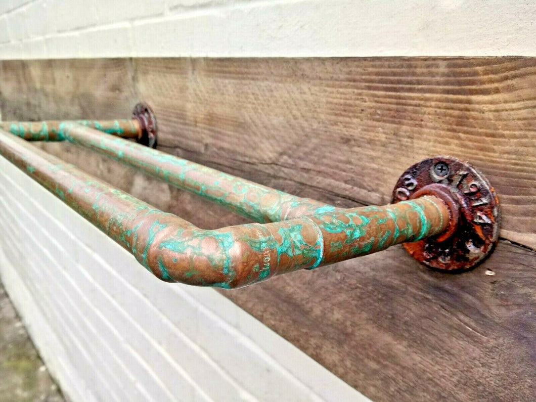 Rusty Old Double Copper Towel Rail - Miss Artisan