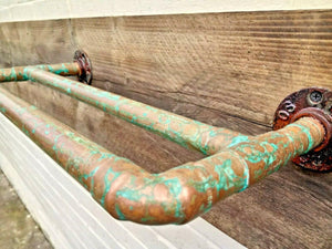 Rusty Old Double Copper Towel Rail - Miss Artisan