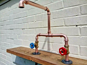 Copper Pipe Double Sink Mixer Swivel Faucet Taps - Miss Artisan