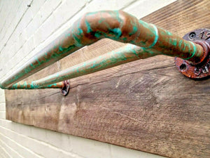 Rusty Old Double Copper Towel Rail - Miss Artisan