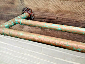 Rusty Old Double Copper Towel Rail - Miss Artisan