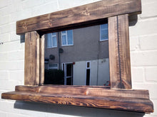 Laden Sie das Bild in den Galerie-Viewer, Reclaimed Solid Wood Rustic Mirror With Shelf - Style 3 - Miss Artisan